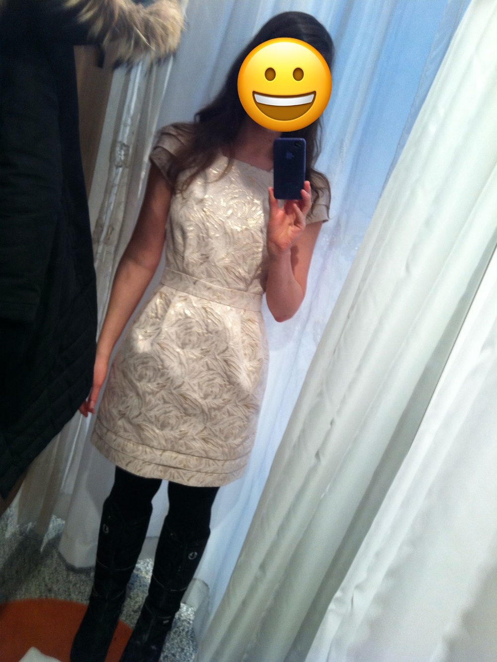 JUDE Gold Metallic Floral Cocktail Dress S Made in Canada
